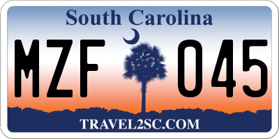 SC license plate MZF045