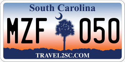 SC license plate MZF050