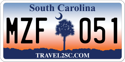 SC license plate MZF051