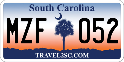 SC license plate MZF052