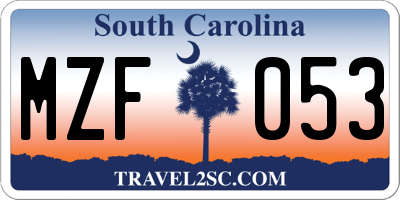 SC license plate MZF053
