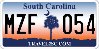 SC license plate MZF054