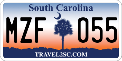 SC license plate MZF055