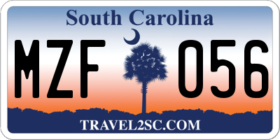 SC license plate MZF056