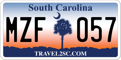 SC license plate MZF057