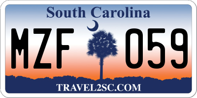 SC license plate MZF059