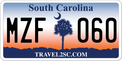 SC license plate MZF060