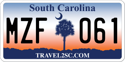 SC license plate MZF061