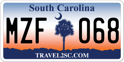 SC license plate MZF068