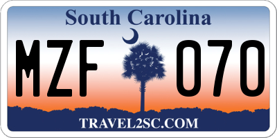 SC license plate MZF070
