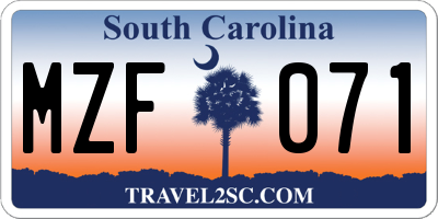 SC license plate MZF071