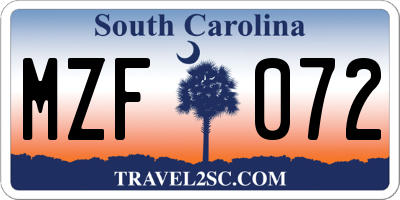 SC license plate MZF072