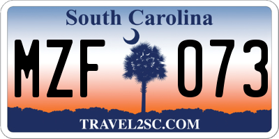 SC license plate MZF073