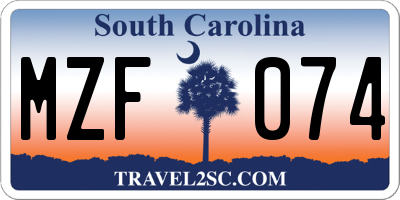 SC license plate MZF074