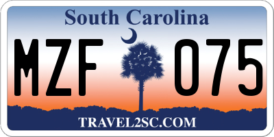 SC license plate MZF075