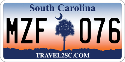 SC license plate MZF076