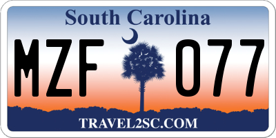 SC license plate MZF077