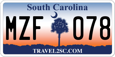 SC license plate MZF078