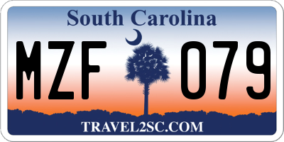 SC license plate MZF079