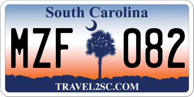 SC license plate MZF082