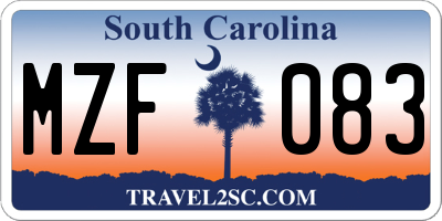 SC license plate MZF083
