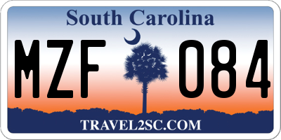 SC license plate MZF084