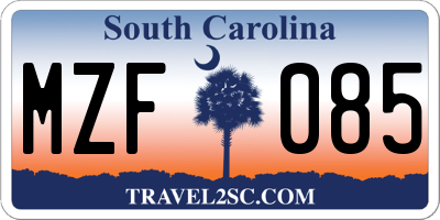 SC license plate MZF085