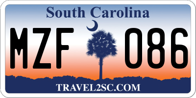 SC license plate MZF086