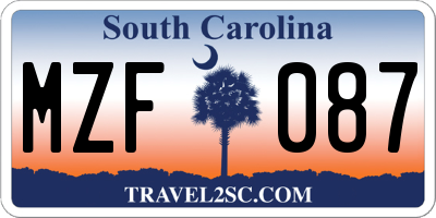 SC license plate MZF087