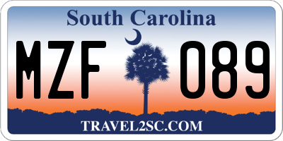 SC license plate MZF089
