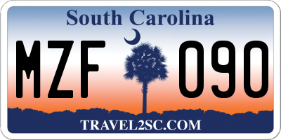SC license plate MZF090