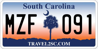SC license plate MZF091