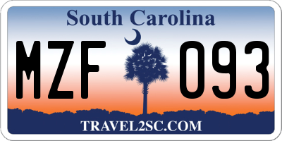 SC license plate MZF093