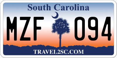 SC license plate MZF094