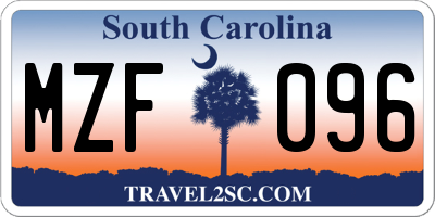 SC license plate MZF096