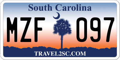 SC license plate MZF097
