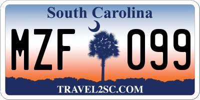 SC license plate MZF099