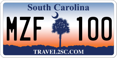 SC license plate MZF100