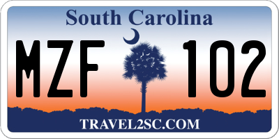 SC license plate MZF102