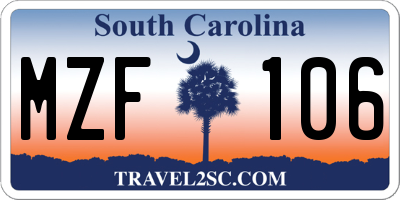 SC license plate MZF106