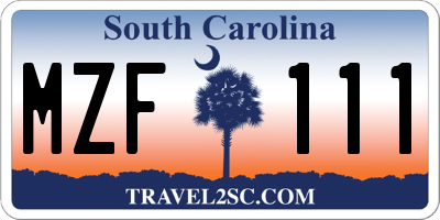 SC license plate MZF111