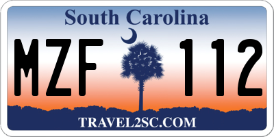 SC license plate MZF112