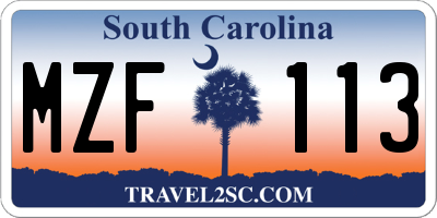 SC license plate MZF113