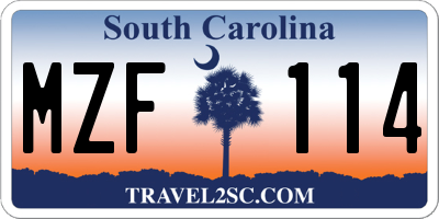 SC license plate MZF114