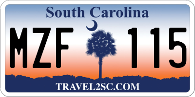 SC license plate MZF115