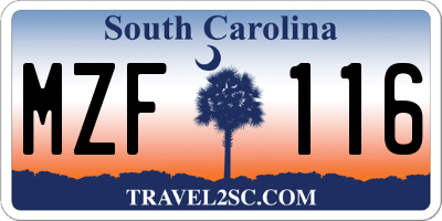 SC license plate MZF116