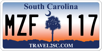 SC license plate MZF117