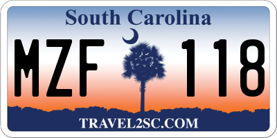 SC license plate MZF118