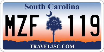 SC license plate MZF119