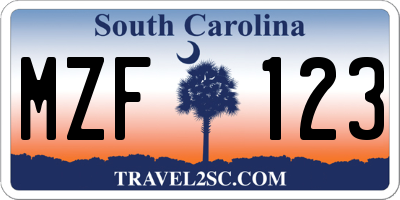 SC license plate MZF123